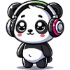 Cute Panda Headphone Motif