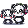 Cute Panda Headphone Motif