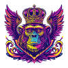 Affe Wappen Porträt Bunt