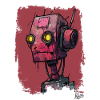 Red Sad Scrappy Scrap Robot