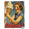 Liebe Dame mit riesigem Waffel-Eis