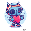 simpatico robot fresco con cuore e amore