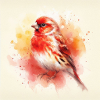 Moineau en aquarel