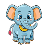 Elephant Cute Cartoon Character Kawaii Clipart
