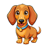 Dachshund Dog Cartoon Character Kawaii Clipart