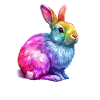 Bunter Regenbogen Hase Kunstwerk