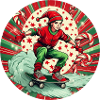 Christmas Elf Skateboarding