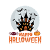 Frohes Halloween, Spukhaus, Fledermäuse
