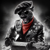 Panthère Noir Musicien Rebel
