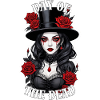 Dame gothique aux roses rouges