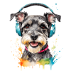 Miniature Schnauzer Headphones Dog Funny Design Print