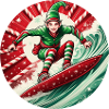 Christmas elf surfing