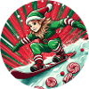 Christmas Elf Snowboarding