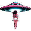 Woman is abducted into UFO.