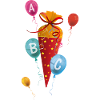 Schultüte mit Luftballons ABC