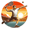 Tennis Swing at Sunset