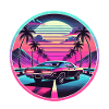 Retro Sunset Muscle Car Driving