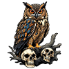 Hibou assis sur des godilles