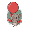 Cute bat with balloon