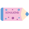 Buntstift rosa hellblau kleine Blumen - Schulkind