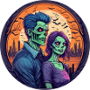 Gruseliges Halloween-party-kostüm, Zombie-paar