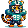 Cute American Football Player Tiger