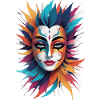 Maske mit Feder verziert