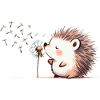 Igel mit Pusteblume