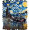 Luftboot Luftbootfahren Sternennacht Malerei