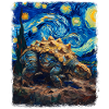 Ankylosaurus Dinosaur Starry Night Painting