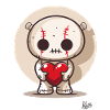 Cute lucky voodoo doll with heart and love