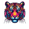Tiger Gesicht, Bunte Tierkunst, Tiger