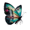 Schmetterling Wasserfall Naturszene