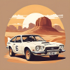 Voiture de Rally dans le Désert