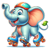 Cute Inline Skater Elephant