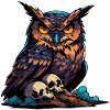 Mystic Owl Sitting on Skull