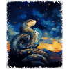 Kugelpython Schlange Sternennacht Gemälde