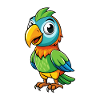 papegoje, sød, tegneseriefigur, kawaii Clipart