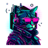 Cyberpunk Cat with Sunglasses