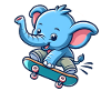 Cute Skater Elephant