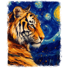 Bengal Cat Starry Night Painting