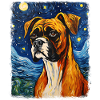 Boxer Dog Starry Night Painting
