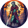 Gruseliges Halloween-party-kostüm Zombie-krieger