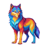 loup coloré kawaii personnage de dessin animé clipart