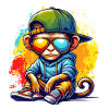 Cool Hip Hop Monkey with Sunglasses Graffiti Style