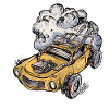The yellow car fleeing