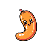 Laughing sausage in U shape in cartoon style