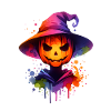 Fröhliche Halloween-Kürbis-Hexe-Kunst mit