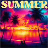 Summer Palm Tree Sunset Retro
