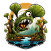 Wild angry carnivorous plant